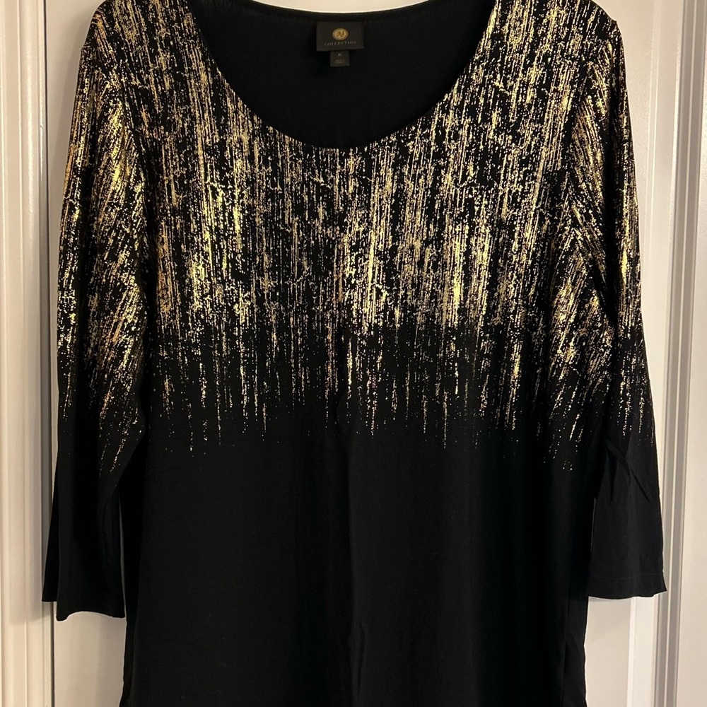 JM Collection Black and Gold Blouse